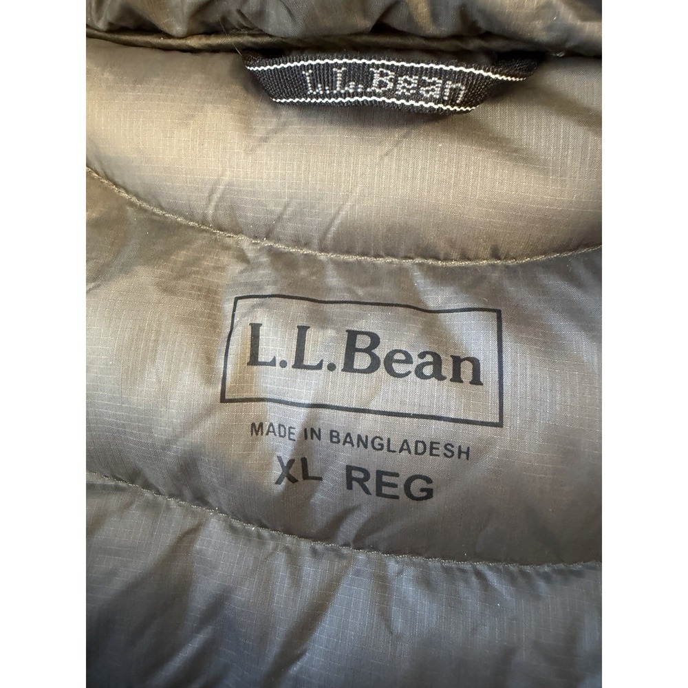 L.L.Bean 850 DownTek Hooded Puffer Coat Womens XL Long Olive Jacket - Picture 4 of 11